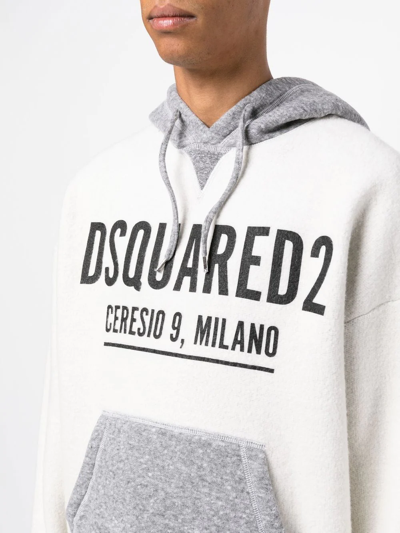 Dsquared2 Logo-print Cotton Hoodie In 白色