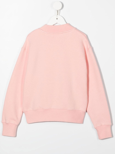 Shop Palm Angels Logo-print Cotton Sweatshirt In 粉色