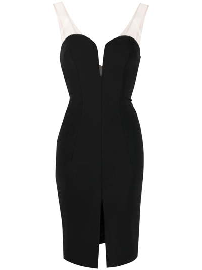 Shop Elisabetta Franchi Plunge-neck Dress In 黑色