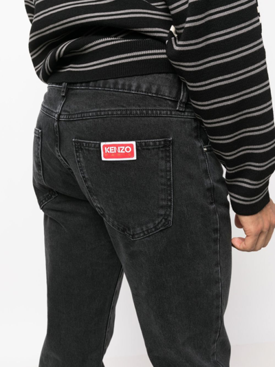 Shop Kenzo Bara Slim-cut Jeans In 黑色