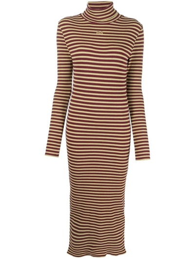 STRIPED ROLL NECK KNITTED DRESS