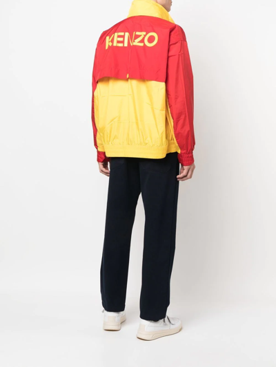 Kenzo Logo Colour-block Jacket In 黄色