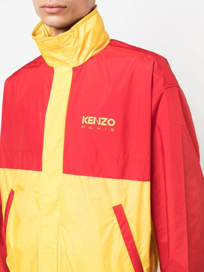 Shop Kenzo Logo Colour-block Jacket In 黄色