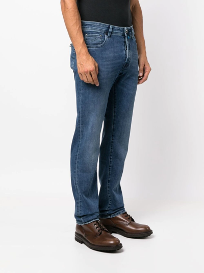 Shop Jacob Cohen Stonewashed Straight-leg Jeans In 蓝色