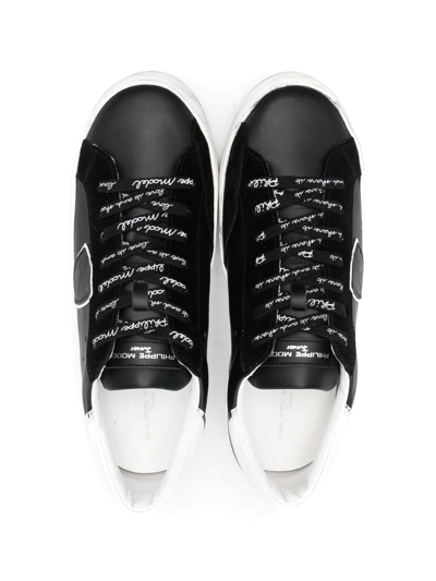 Shop Philippe Model Logo-print Lace-up Sneakers In 黑色