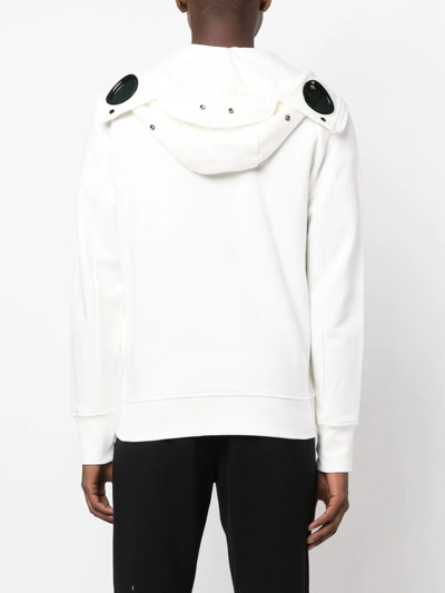 Shop C.p. Company Goggles-detail Zip-up Hoodie In White