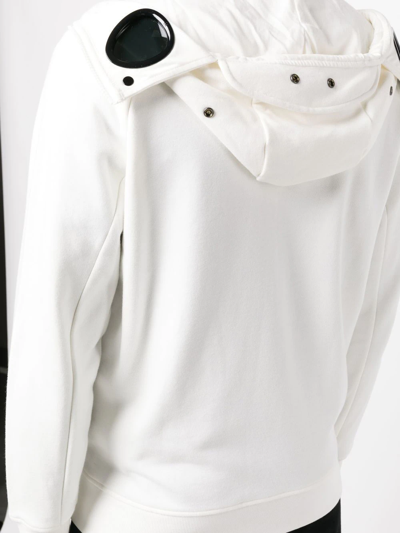Shop C.p. Company Goggles-detail Zip-up Hoodie In White