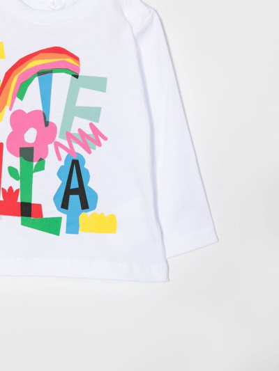 Shop Stella Mccartney Rainbow Logo-print T-shirt In White