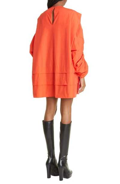 Shop Aknvas Sydney Ruched Long Sleeve Shift Dress In Sienna