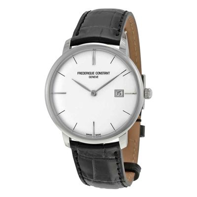 Shop Frederique Constant Slimline Automatic Silver Dial Mens Watch 306s4s6 In Black / Silver / Skeleton