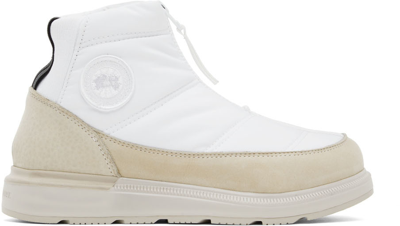 Shop Canada Goose White Cypress Puffer Boots In 1226 White/snwcap-bl