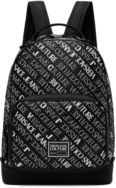 Versace Jeans Couture Black Range Logo Lettering Backpack In El01 Black white ModeSens