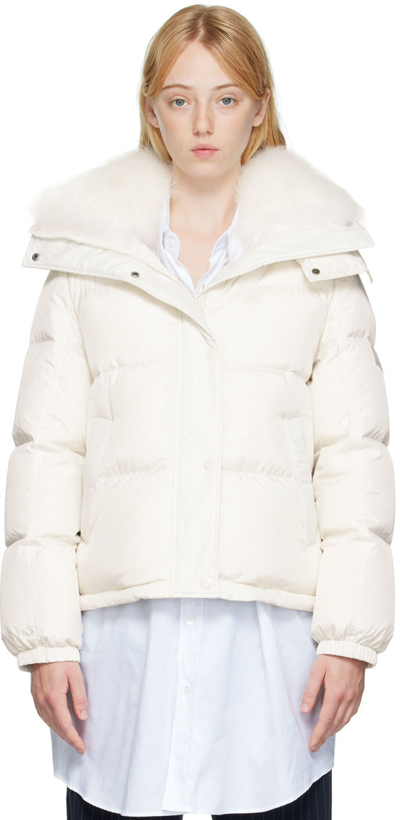 Shop Yves Salomon Off-white Doudoune Down Jacket In A1029 Limestone