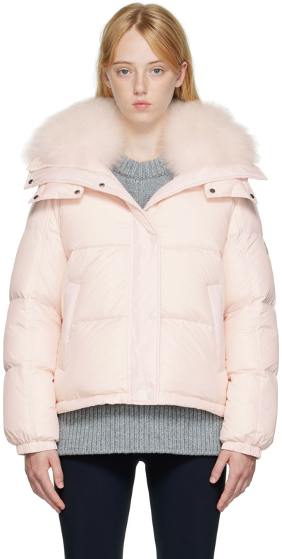 Shop Yves Salomon Pink Quilted Down Jacket In A5089 Rosewater