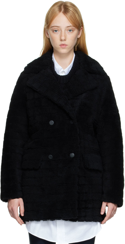 Shop Yves Salomon Black Double-breasted Jacket In C99 Noir