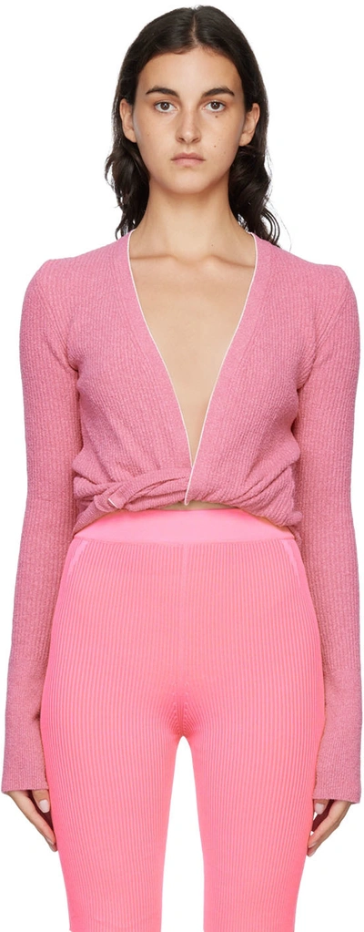 Shop Jacquemus Pink Le Papier 'le Gilet Noué' Sweater In 430 Pink