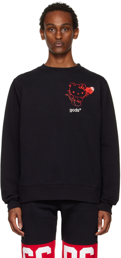 Shop Gcds Black Print Sweatshirt In 02 Black