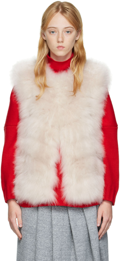 Shop Yves Salomon Off-white Lamb Fur Vest In A1006 Meringue