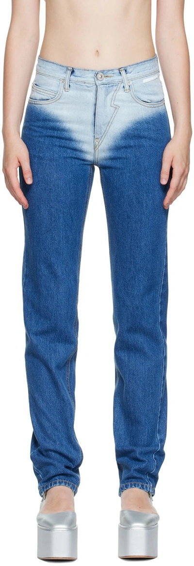 Shop Pushbutton Blue Washed Straight Jeans