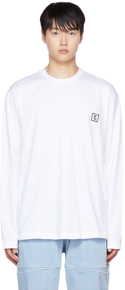 Shop Wooyoungmi White Embroidered Long-sleeve T-shirt In White 712w