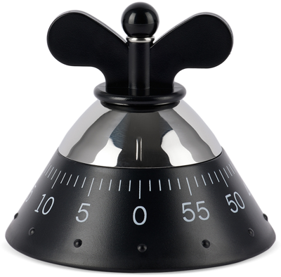 Shop Alessi Black Kitchen Timer In Stainless Steel/blac