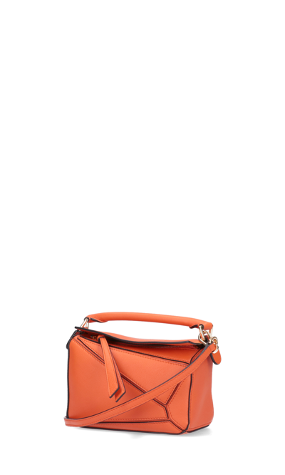 Loewe Orange Puzzle Mini Leather Shoulder Bag | ModeSens