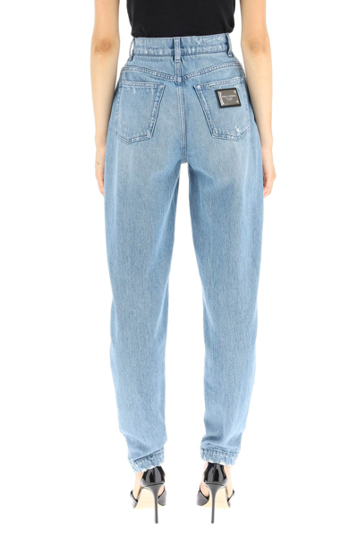 Shop Dolce & Gabbana Amber Fit Jeans In Distressed Denim In Blue