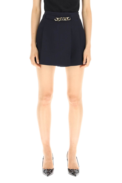 Shop Valentino Crepe Couture 'vlogo Signature' Mini Skirt In Blue