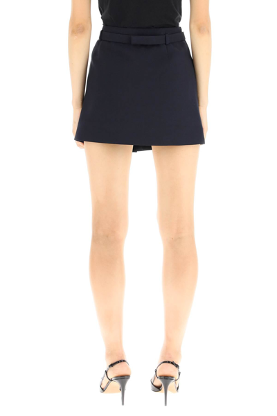 Shop Valentino Crepe Couture 'vlogo Signature' Mini Skirt In Blue