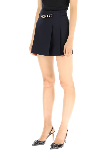 Shop Valentino Crepe Couture 'vlogo Signature' Mini Skirt In Blue