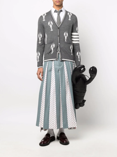 Thom Browne Lobster-intarsia Merino Cardigan In Grau