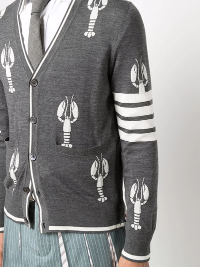 Thom Browne Lobster-intarsia Merino Cardigan In Grau