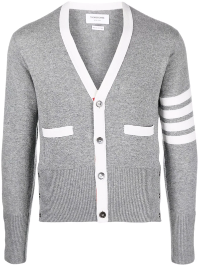 Shop Thom Browne 4-bar Stripe Knit Cardigan In Grau