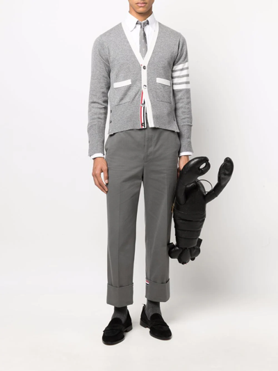 Shop Thom Browne 4-bar Stripe Knit Cardigan In Grau