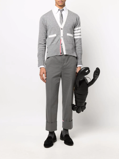 Thom Browne 4-bar Stripe Knit Cardigan In Grau