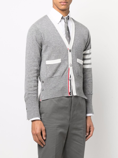 Shop Thom Browne 4-bar Stripe Knit Cardigan In Grau