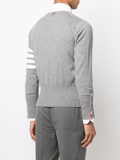 Shop Thom Browne 4-bar Stripe Knit Cardigan In Grau