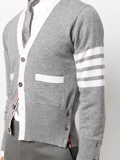 Shop Thom Browne 4-bar Stripe Knit Cardigan In Grau