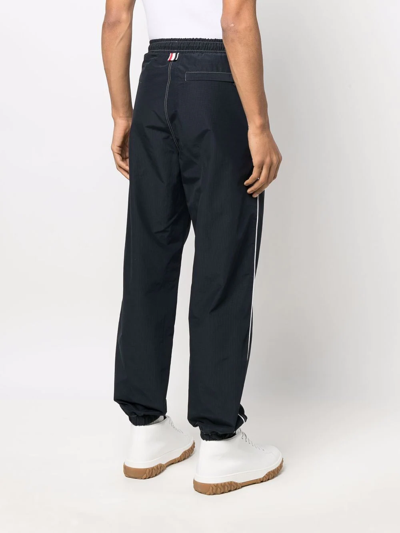 Thom Browne Contrast White Stitching Ripstop Track Pants In 415 Navy