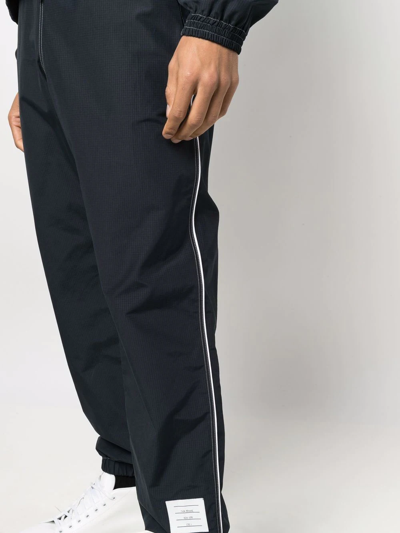 Thom Browne Contrast White Stitching Ripstop Track Pants In 415 Navy