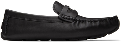 Shop Coach Black Leather Coin Loafers