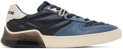 Shop Coach Navy Quilted Citysole Court Sneaker In Midnight Navy/washed