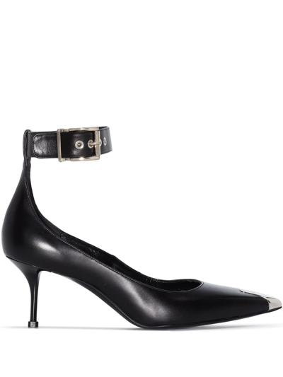 Shop Alexander Mcqueen Contrasting-toe Cap Leather Pumps In Black