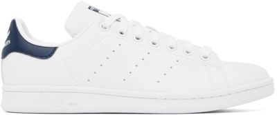 Shop Adidas Originals White & Navy Stan Smith Sneakers In Ftwr White / Ftwr Wh