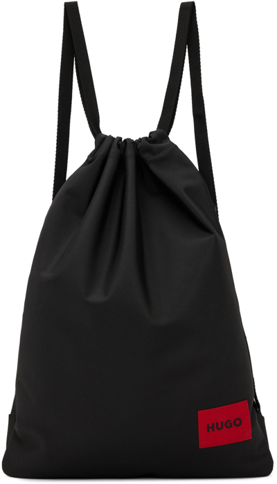 Shop Hugo Black Ethon Drawstring Backpack In 002 Black