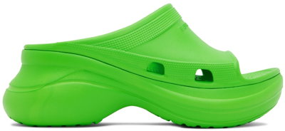 Shop Balenciaga Green Crocs Edition Slides In 3500 Neon Green