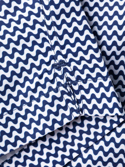 Shop Frescobol Carioca Zigzag-print Swim Shorts In Blue