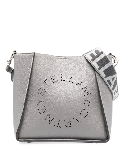 Stella Mccartney Logo Perforated Crossbody Bag In Grey