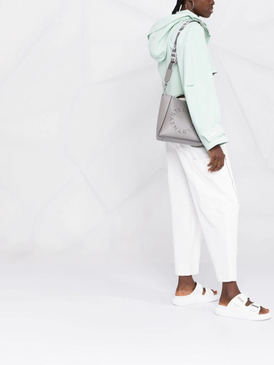 Stella Mccartney Logo Perforated Crossbody Bag In Grey