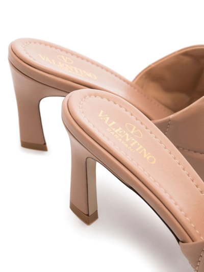 Shop Valentino Roman Stud 65mm Leather Mules In Rosa